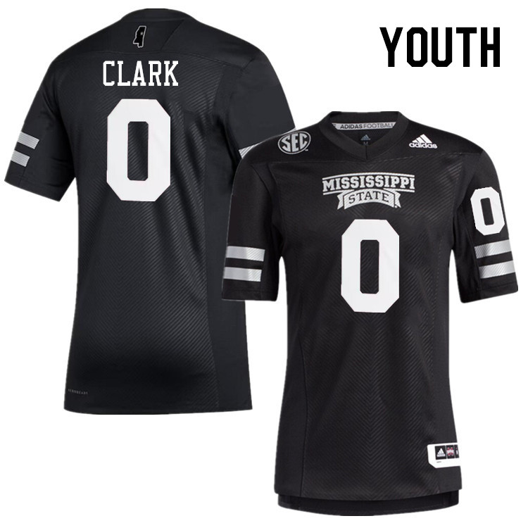 Youth #0 Fred Clark Mississippi State Bulldogs College Football Jerseys Stitched-Black